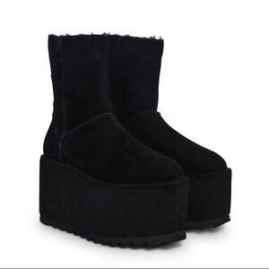 Darker Wavs Dolls Kill Platform Boots - Fleece Lined - Suede - NWT